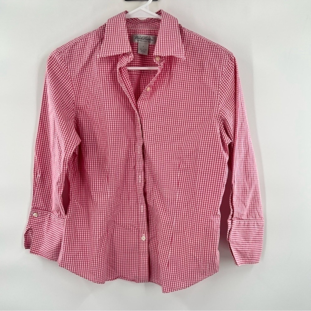 Brooks Brothers pink white button down shirt 3/4 sleeves